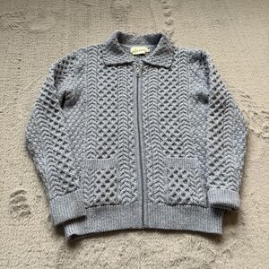 ORIGINAL ARAN CO. 100% NEW MERINO WOOL FULL ZIP SWEATER CARDIGAN MEDIUM
